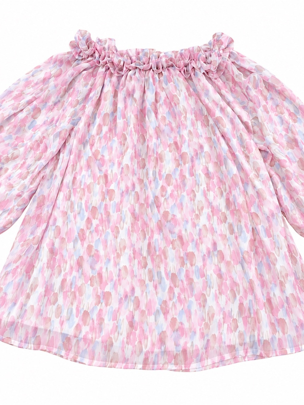 JODIFL Pink Watercolor Off-Shoulder Blouse